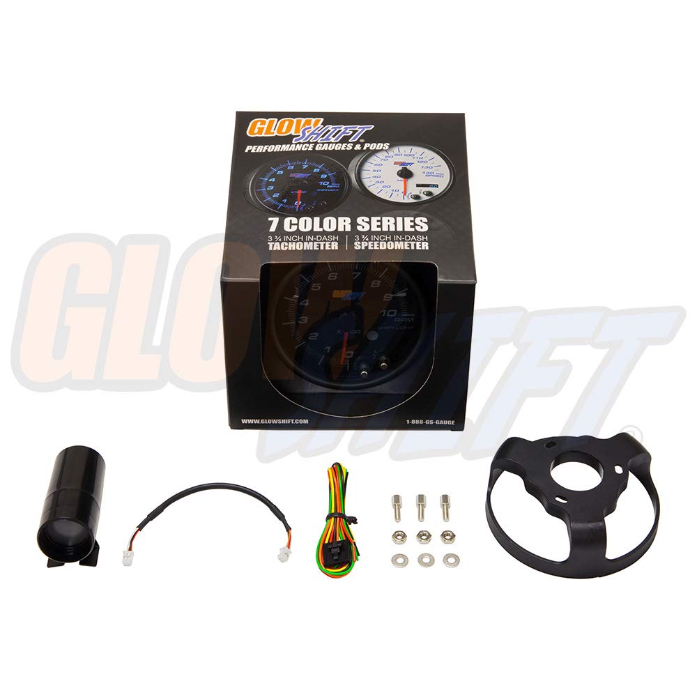 Tinted 7 Color 10,000 RPM Tachometer Gauge with Shift Light D530302