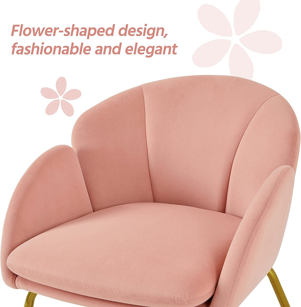 Flower Velvet Barrel Chair with Golden Metal Legs M7616