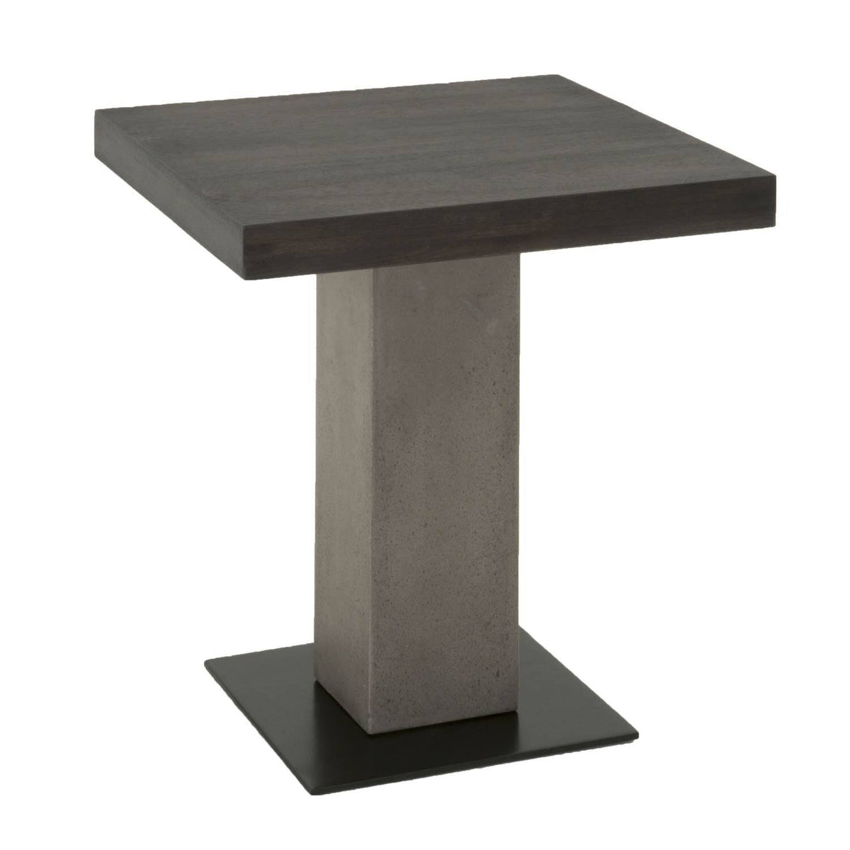 Pedestal Style End Table in Acacia Wood Slate Gray and Espresso Brown B293314