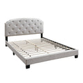 Twin Bed with Button Tufted Scalloped Headboard, Light Brown P418519