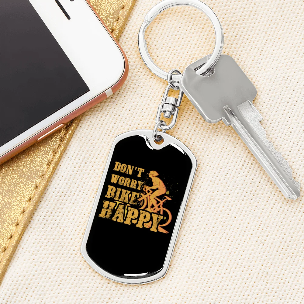 Stainless Steel or 18k Gold Swivel Dog Tag Keychain M746395