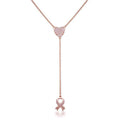 Rose Gold Plated Pink Ribbon Y Necklace S63317