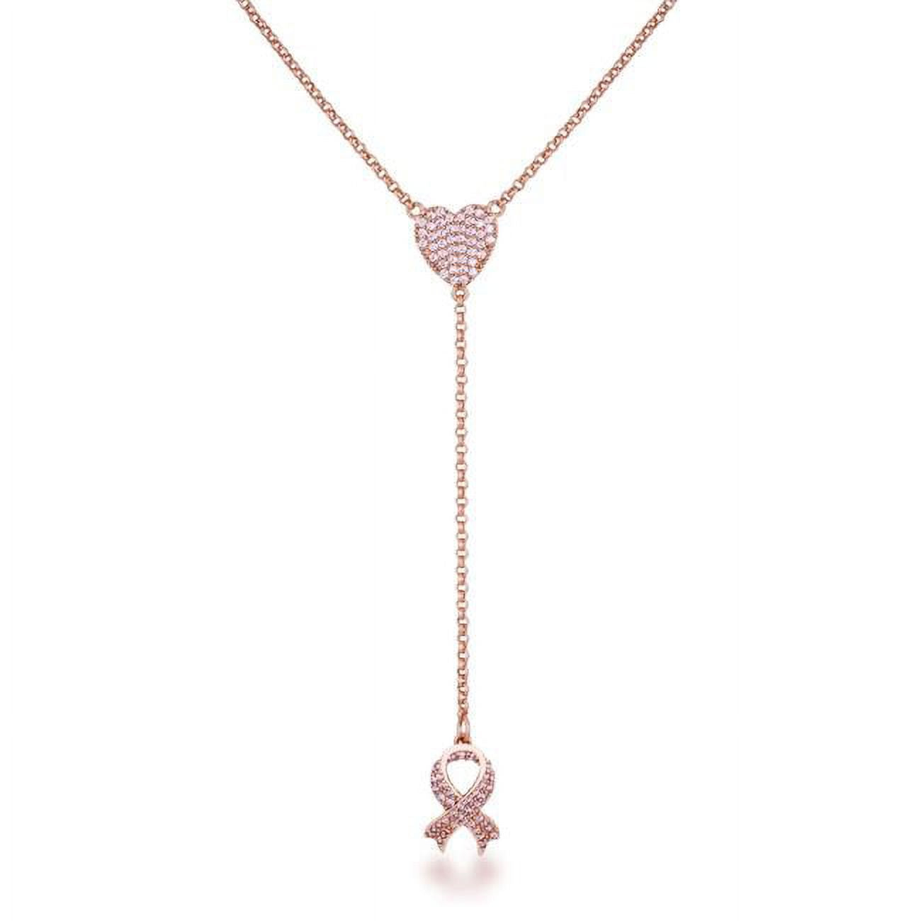 Rose Gold Plated Pink Ribbon Y Necklace S63317