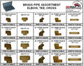 Brass Pipe Elbow Tee Fittings Assortment in Metal Tray Y539