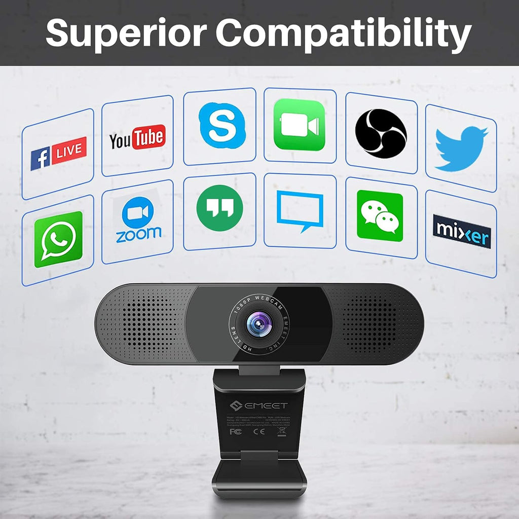 3 in 1 Webcam with Microphone, 2 Speakers, 4 Built-in Omnidirectional Microphone Arrays, 1080P N869495