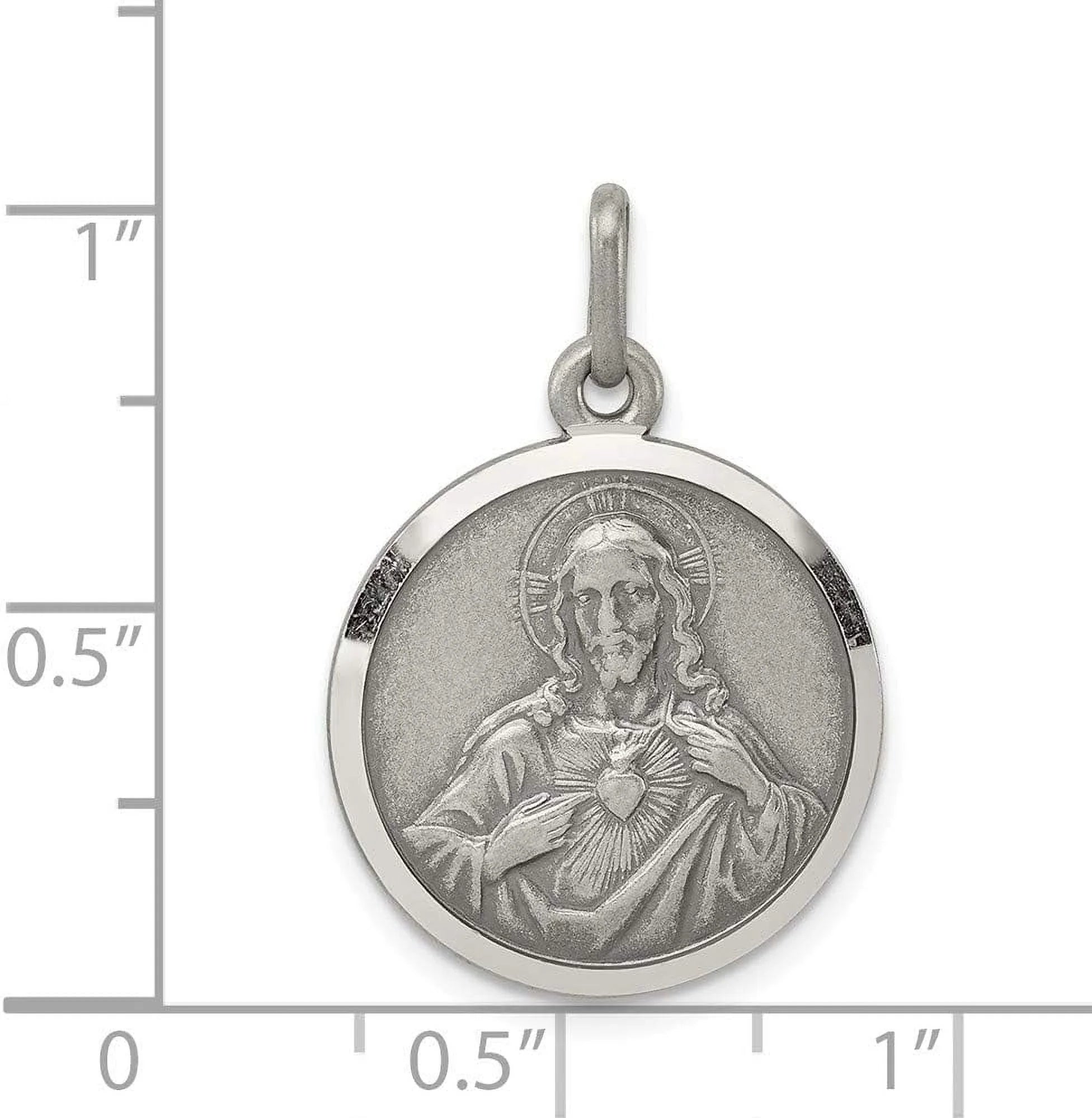 925 Sterling Silver Heart of Jesus Medal Pendant N735