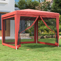 Red 9.8'x9.8' HDPE Party Tent with 4 Mesh Sidewalls X516035