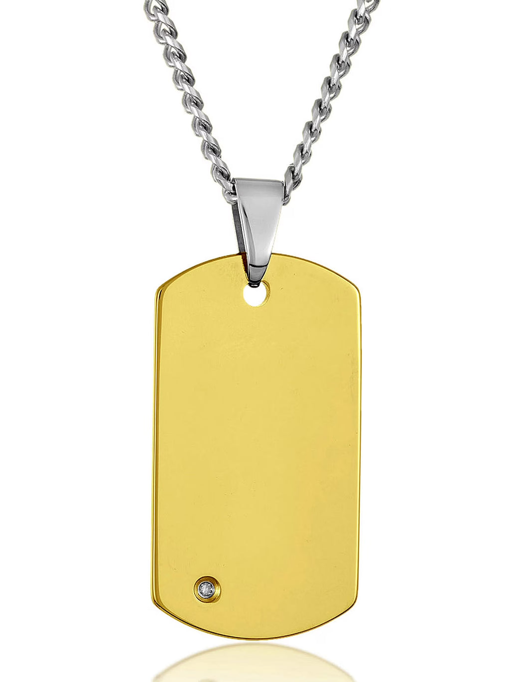 Gold Plated Tungsten Carbide Dog Tag Necklace Q407
