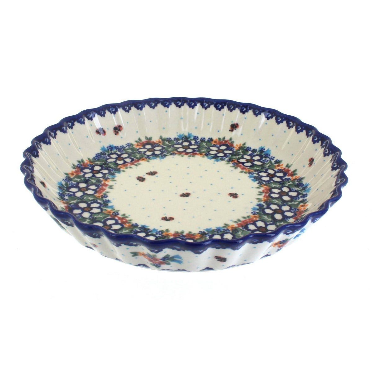 Blue Polish Pottery Pie Plate K9077