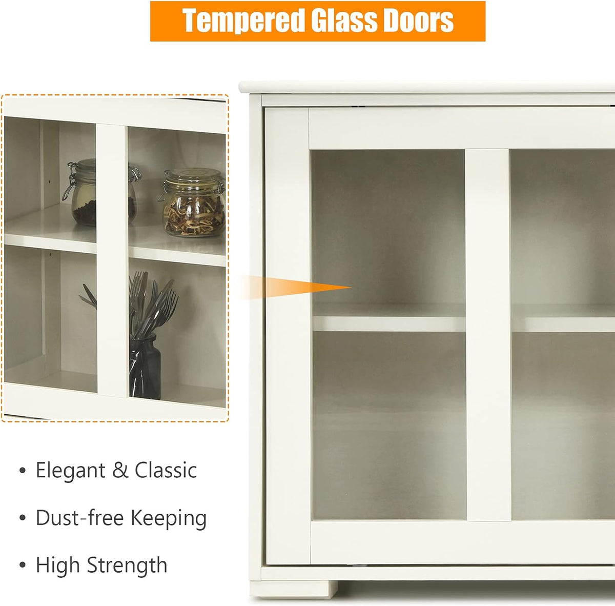 Kitchen Storage Sideboard Cabinet with Glass Storage G332847