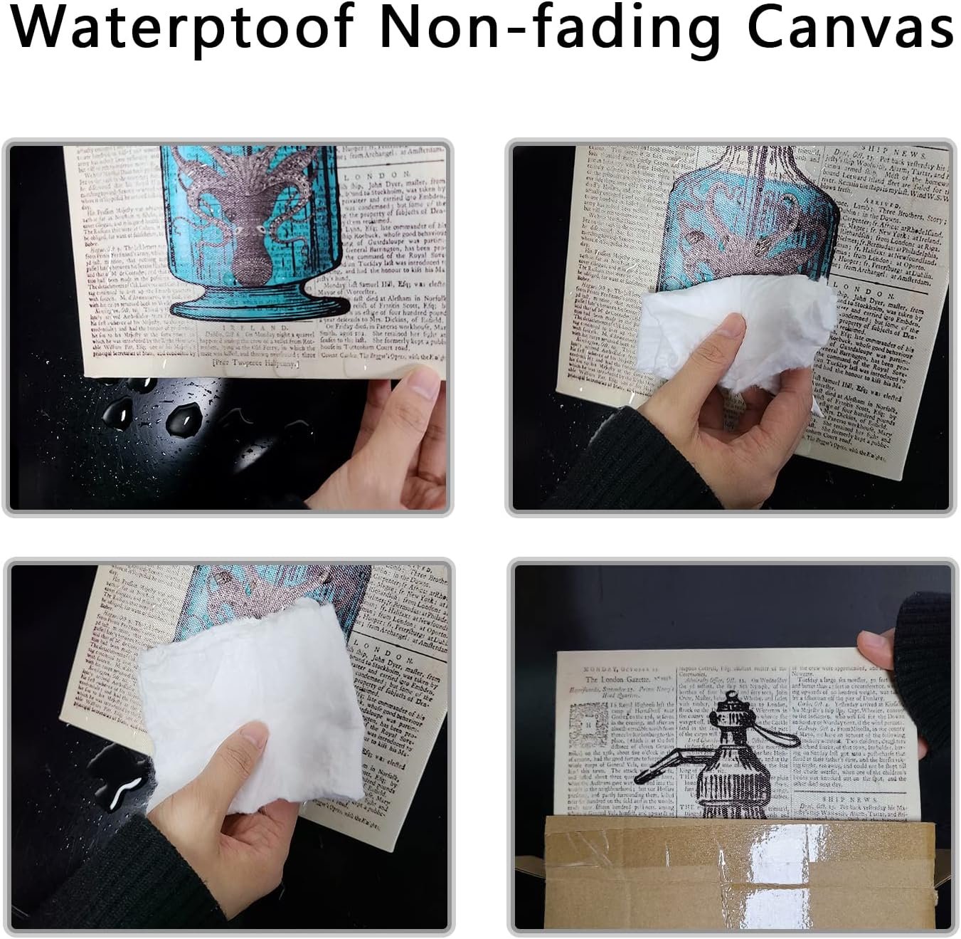 Octopus Nautical Bathroom Wall Decor, 8x10 inch Set of 4 Canvas Wall Art P2407