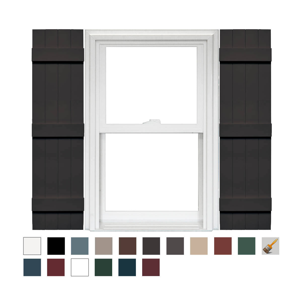 4 Board and Batten Joined Vinyl Shutters (1 Pair) - 14 x 63 Musket Brown U682