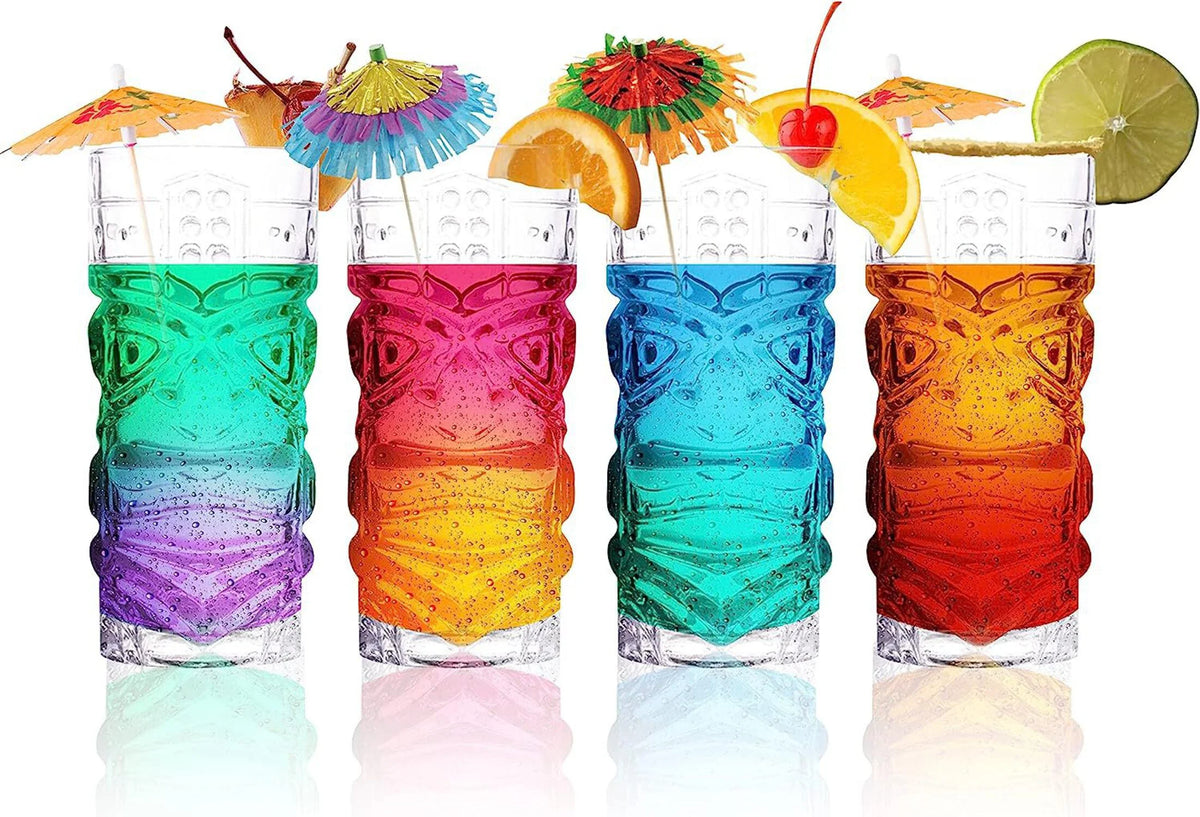 Clear Tiki Glasses, Set of 4, 450 ML D4002