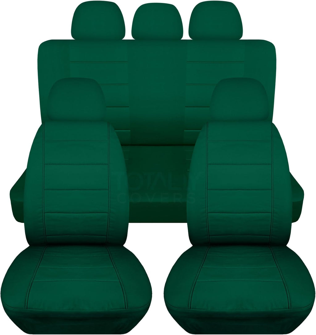 Charcoal Solid Car Seat Covers Full Set with 5 Headrest Covers Z64967