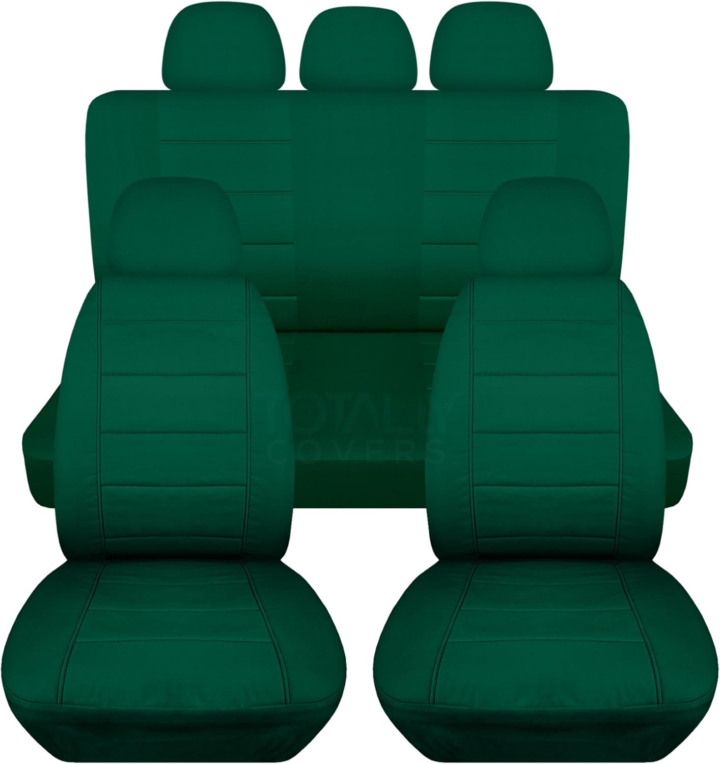 Charcoal Solid Car Seat Covers Full Set with 5 Headrest Covers Z64967