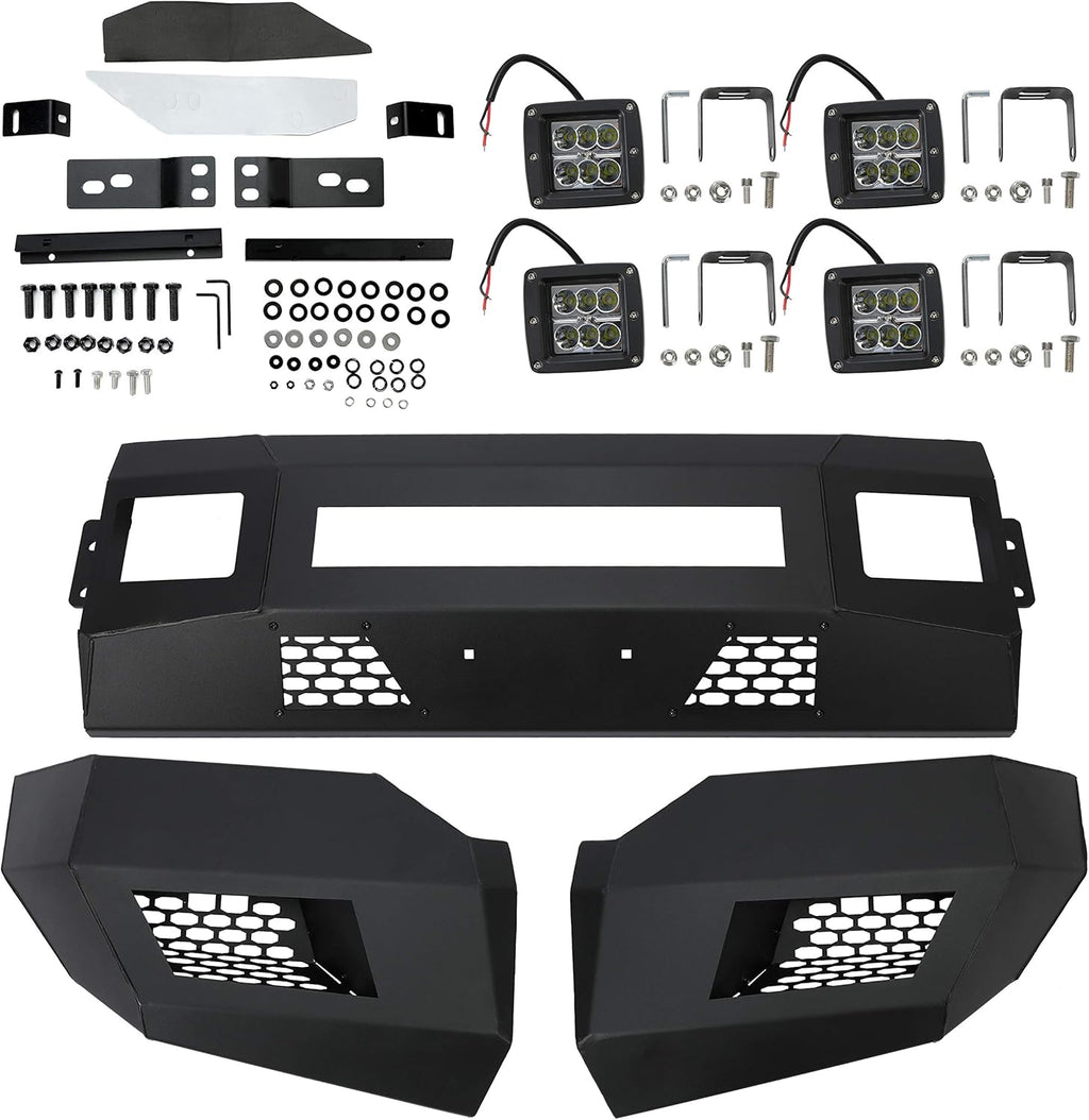 Steel Front Bumper 3 Piece with Cube Lights P491