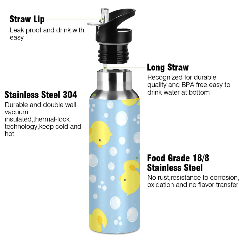 Blue Stainless Steel Insulated Water Bottle with Straw Lid P525