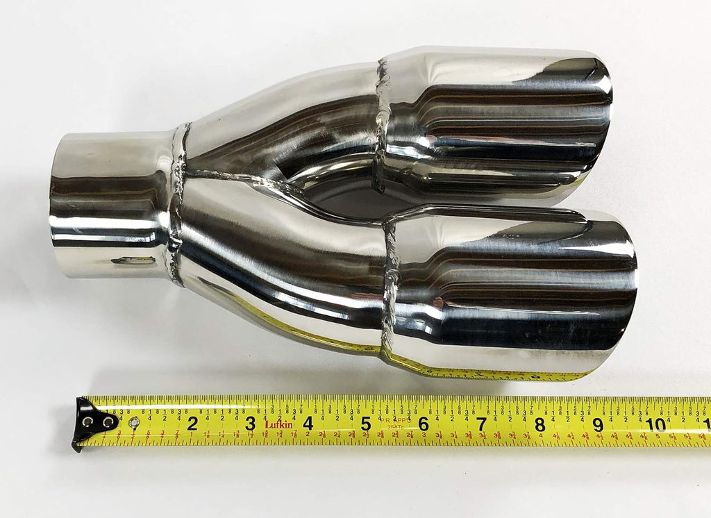 Polished Stainless Double Wall Exhaust Tip 2.50" Inlet Dual 3.00 X 9.50 Long Pack of 2 V7713