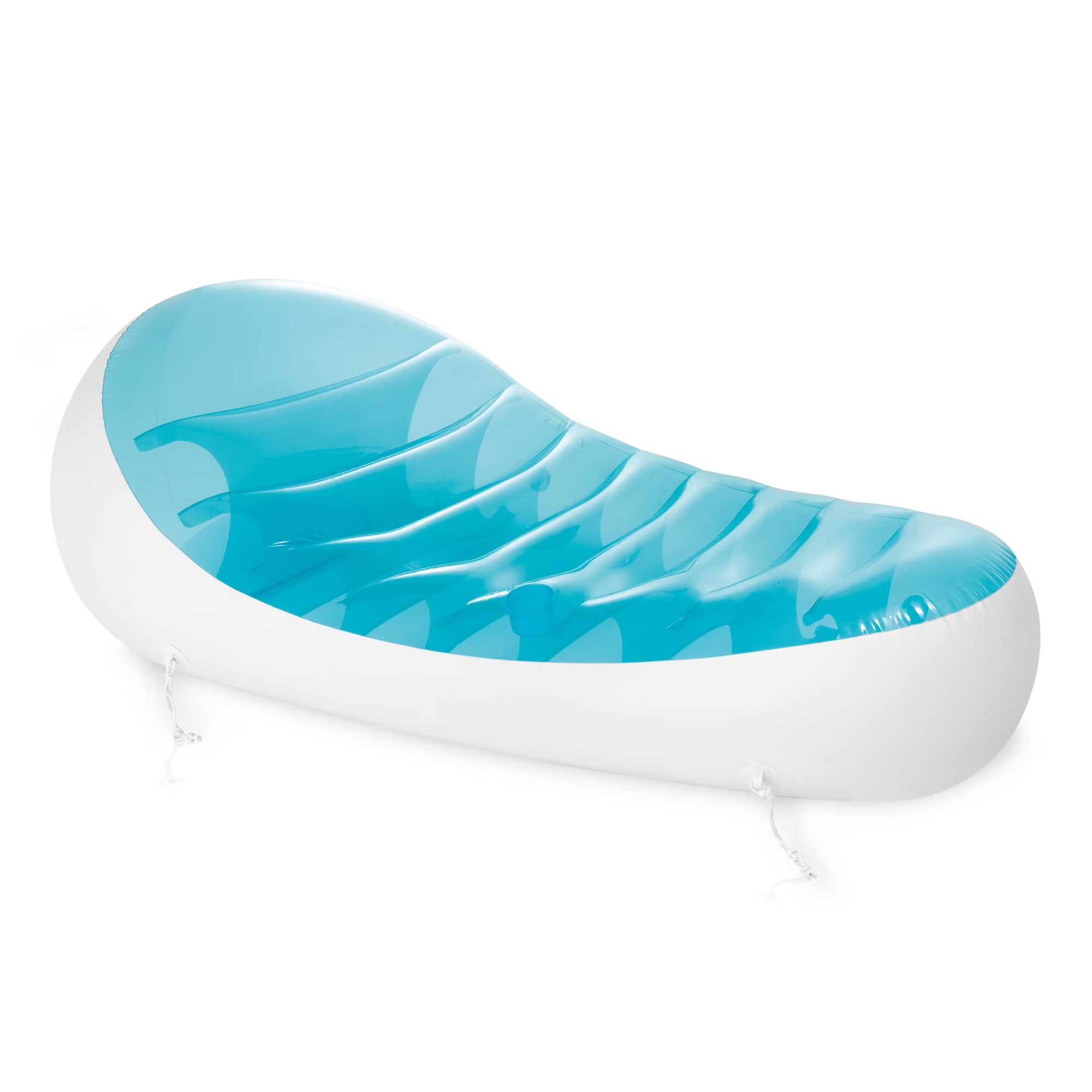 Blue & White Pool Float Lounger with Cupholder B6854