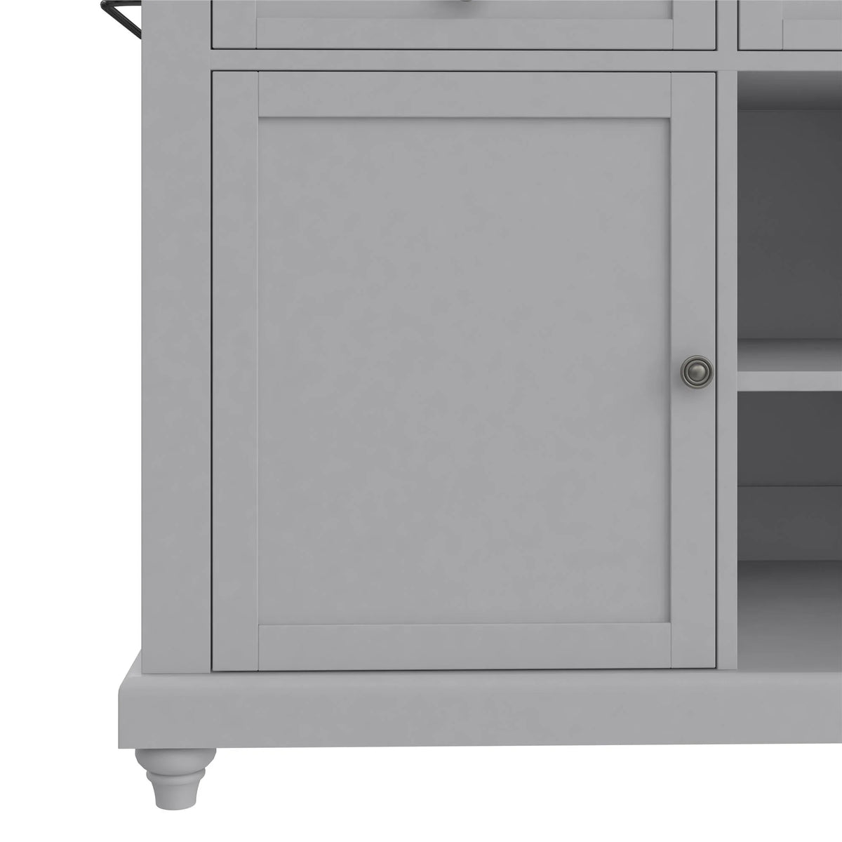 Gray Kitchen Island with 2 Stools and Drawers K844