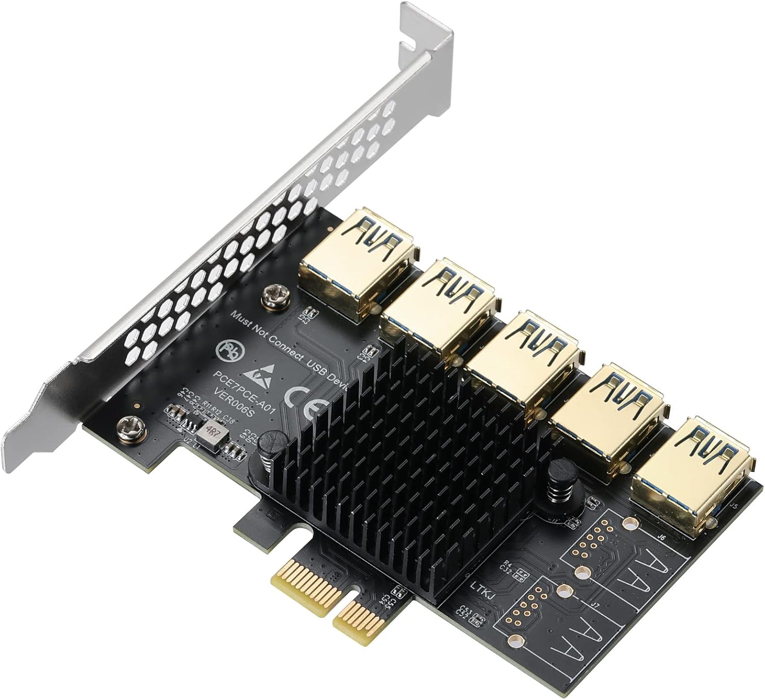 2 Pack PCIE Riser 1X to 16X Graphics Extension Adapter Card with USB 3.0 Cable E6889