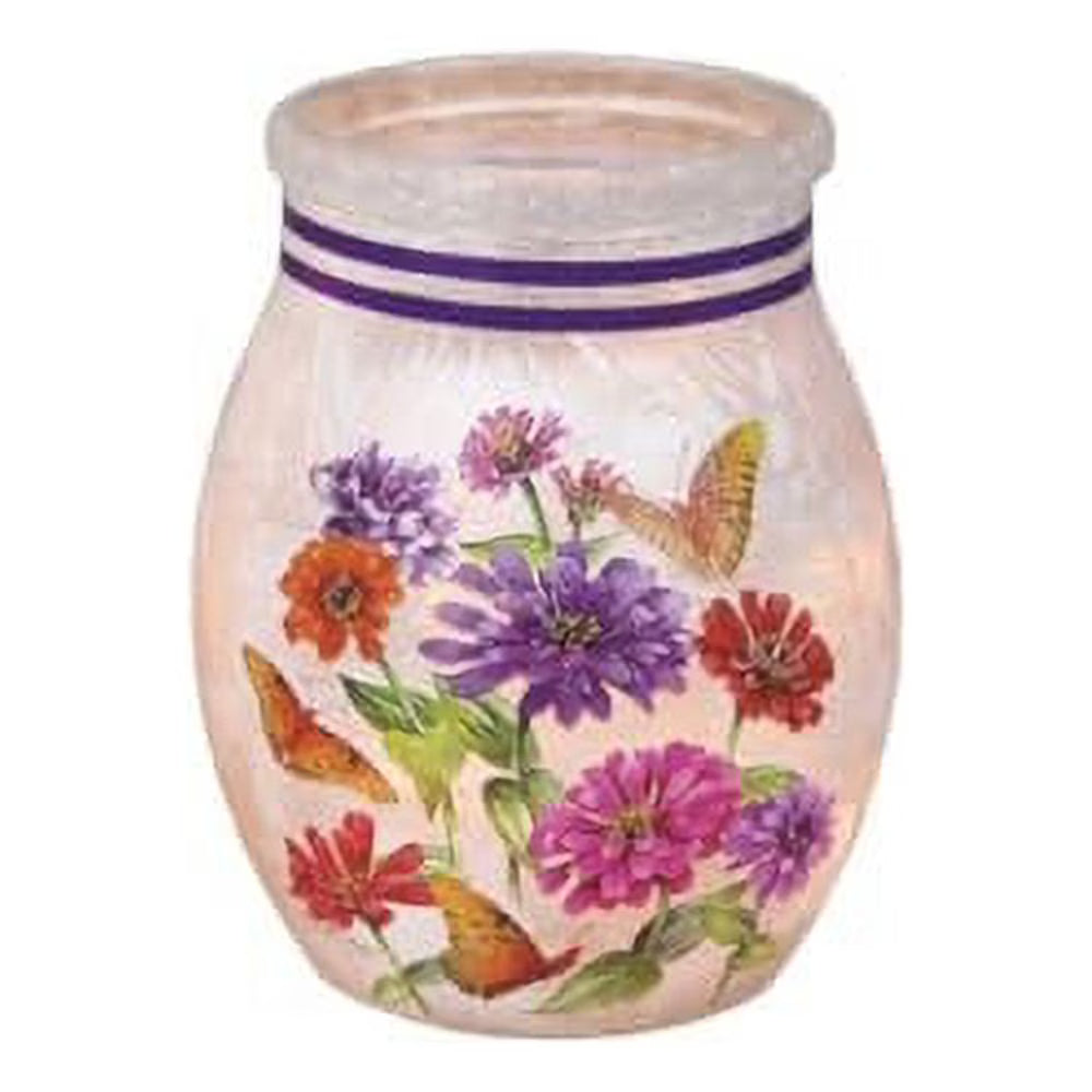 3" Lighted Glass Vase with Purple Ribbon T850