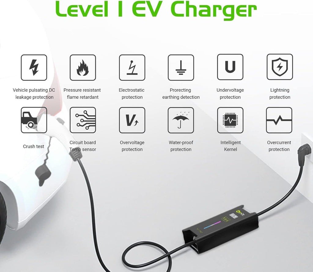 Portable Level 1 EV Charger, 16A, 110V, NEMA 5-15 R511