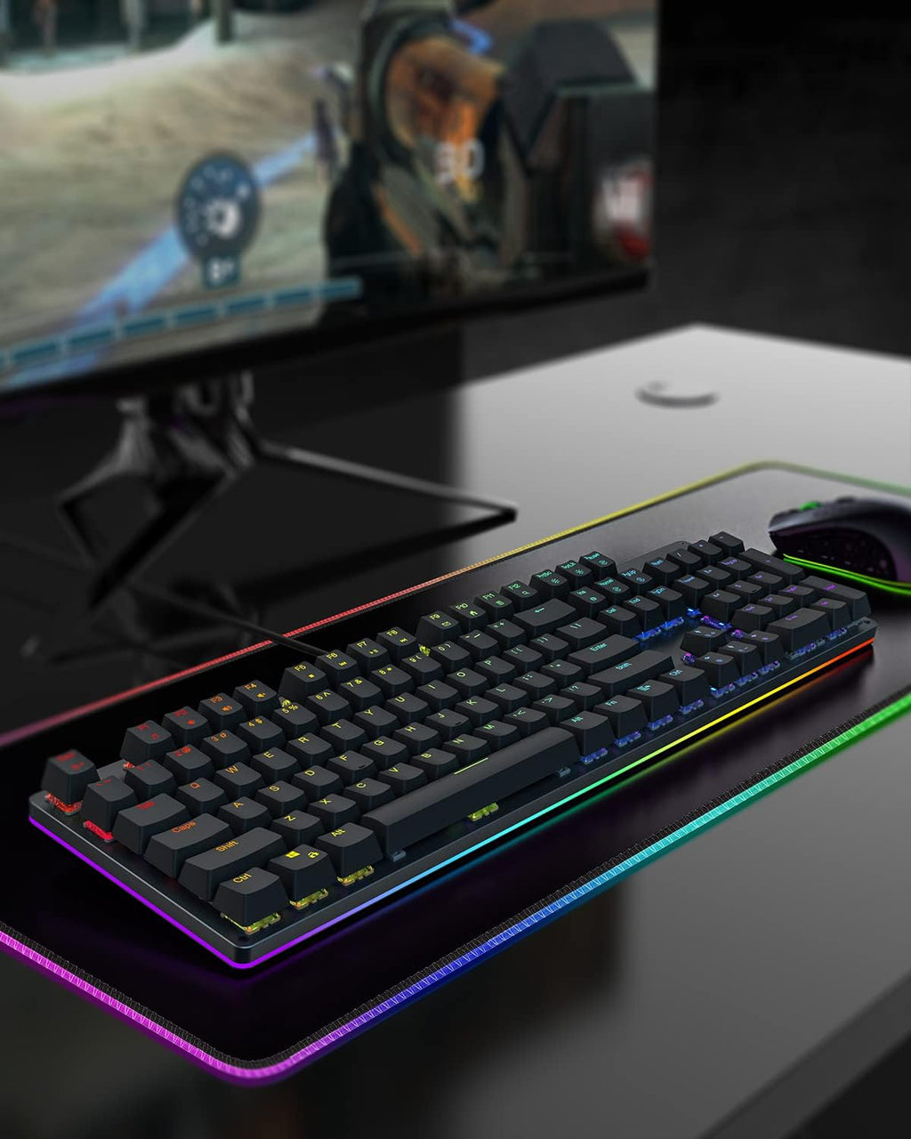 Black Shark RGB Mechanical Gaming Keyboard with Blue Switches, 104 Keys A7414
