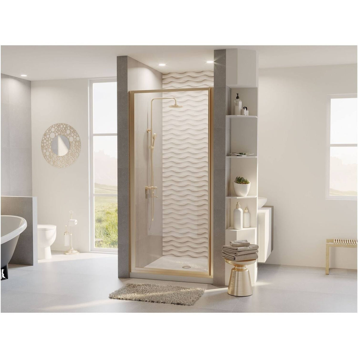 30x22 x 68x22 Framed Hinge Shower Door Chrome Z20481
