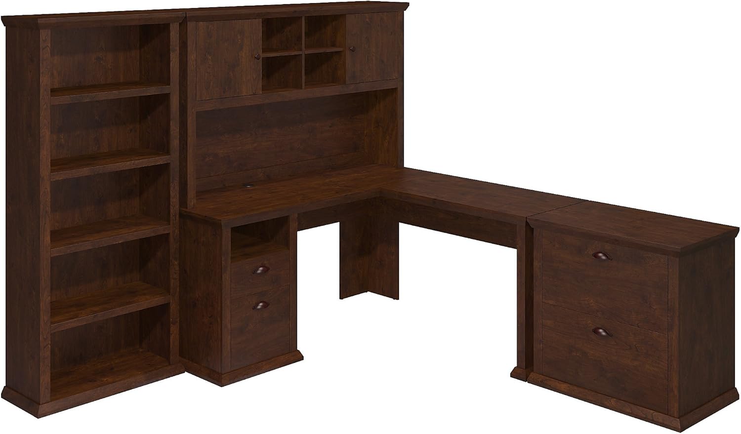 L Shaped Desk with Hutch and Lateral File Cabinet B7821