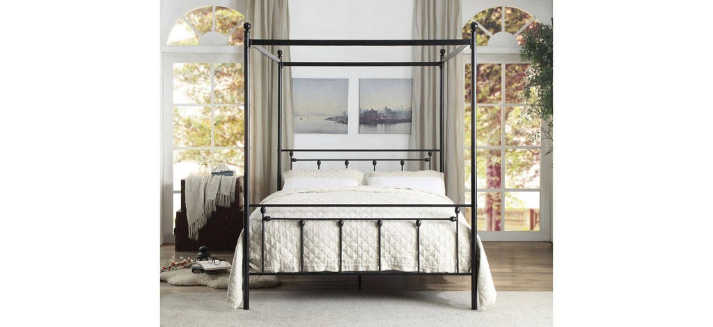Black Metal Canopy Queen Bed E574