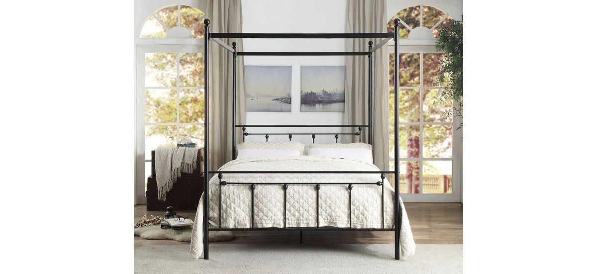 Black Metal Canopy Queen Bed E574