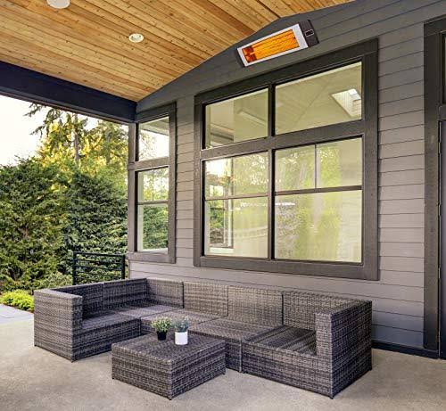 Silver 34.6-In. Wide Electric Carbon Infrared Heat Lamp with Remote Control E544