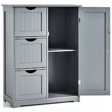 Grey Bathroom Floor Cabinet with 3 Drawers and 1 Cupboard T61830