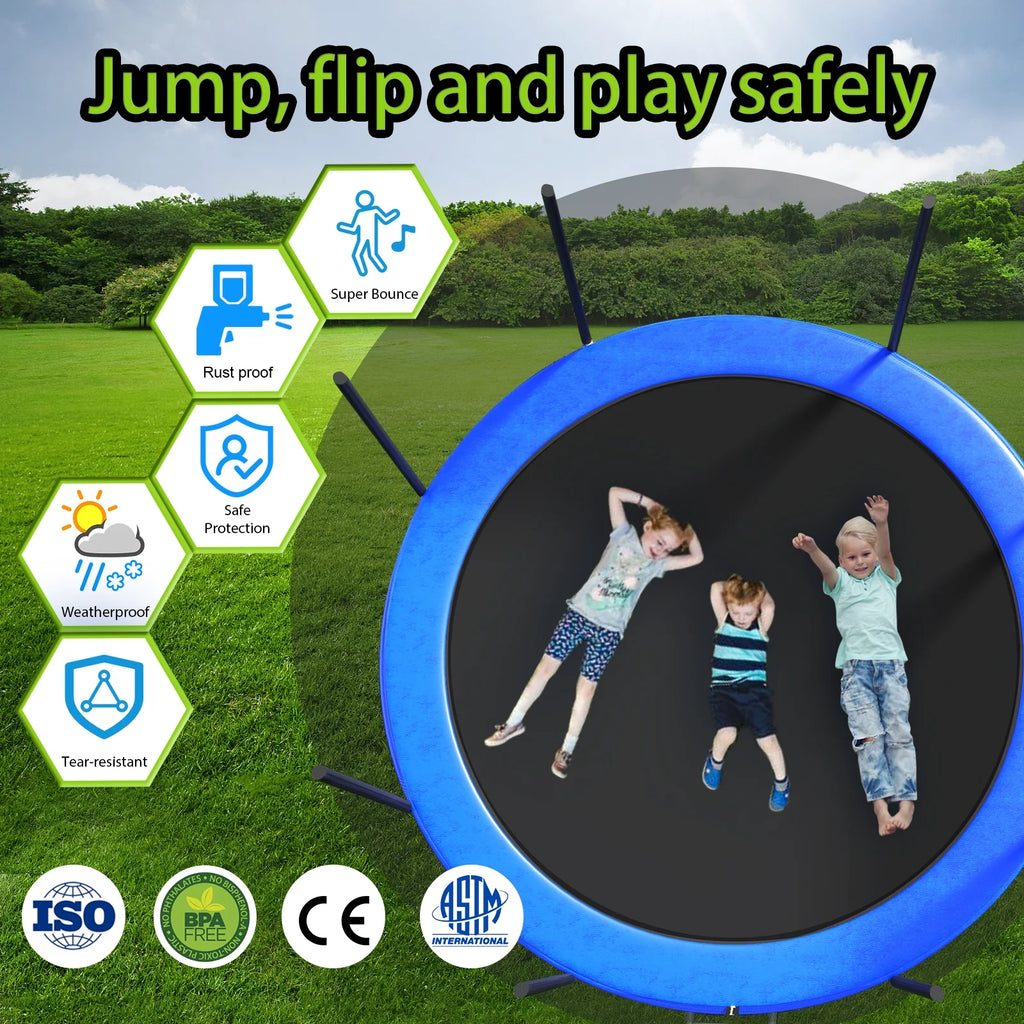 16Ft Trampoline with Basketball Board Safety Enclosure Net M299264