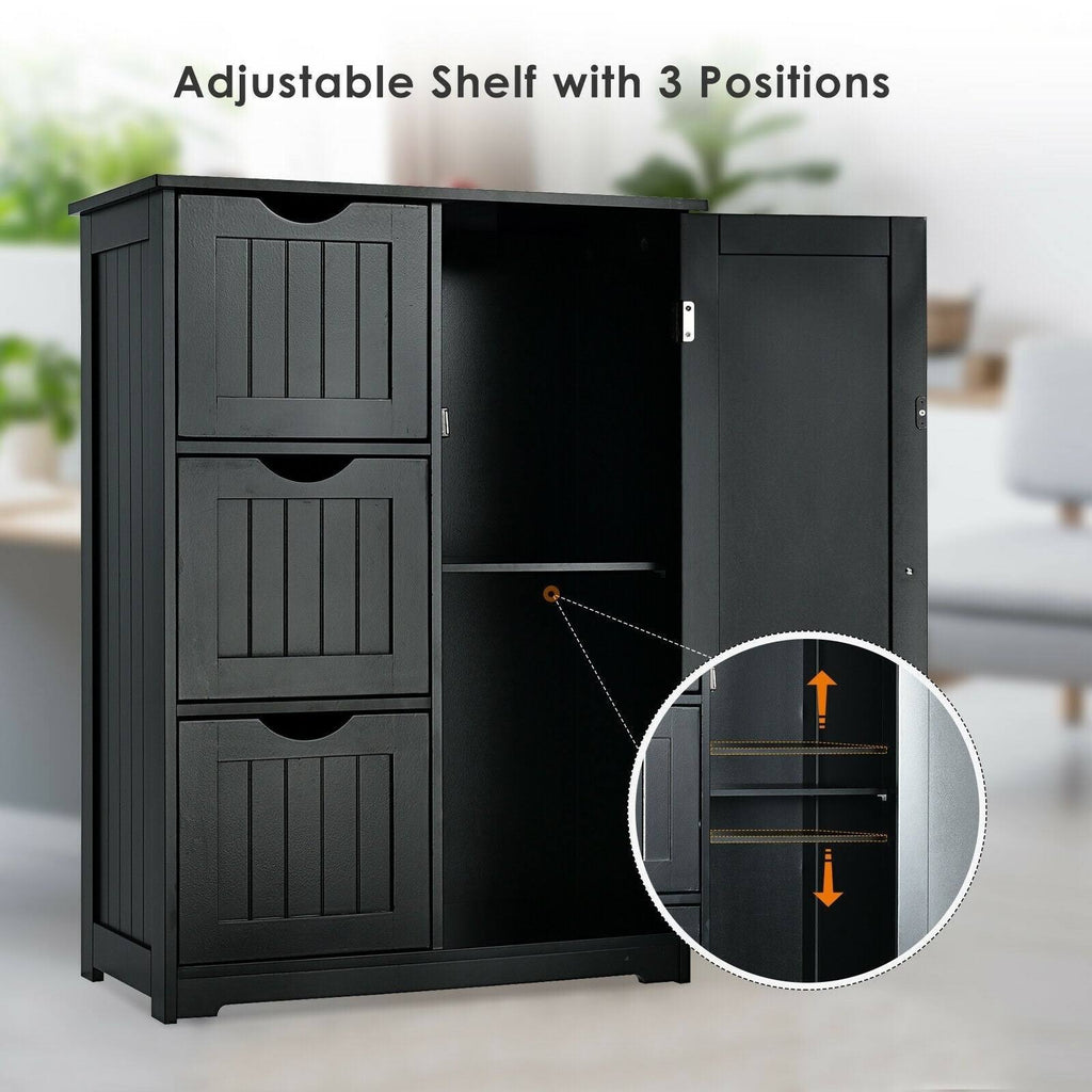 Grey Bathroom Floor Cabinet with 3 Drawers and 1 Cupboard T61830