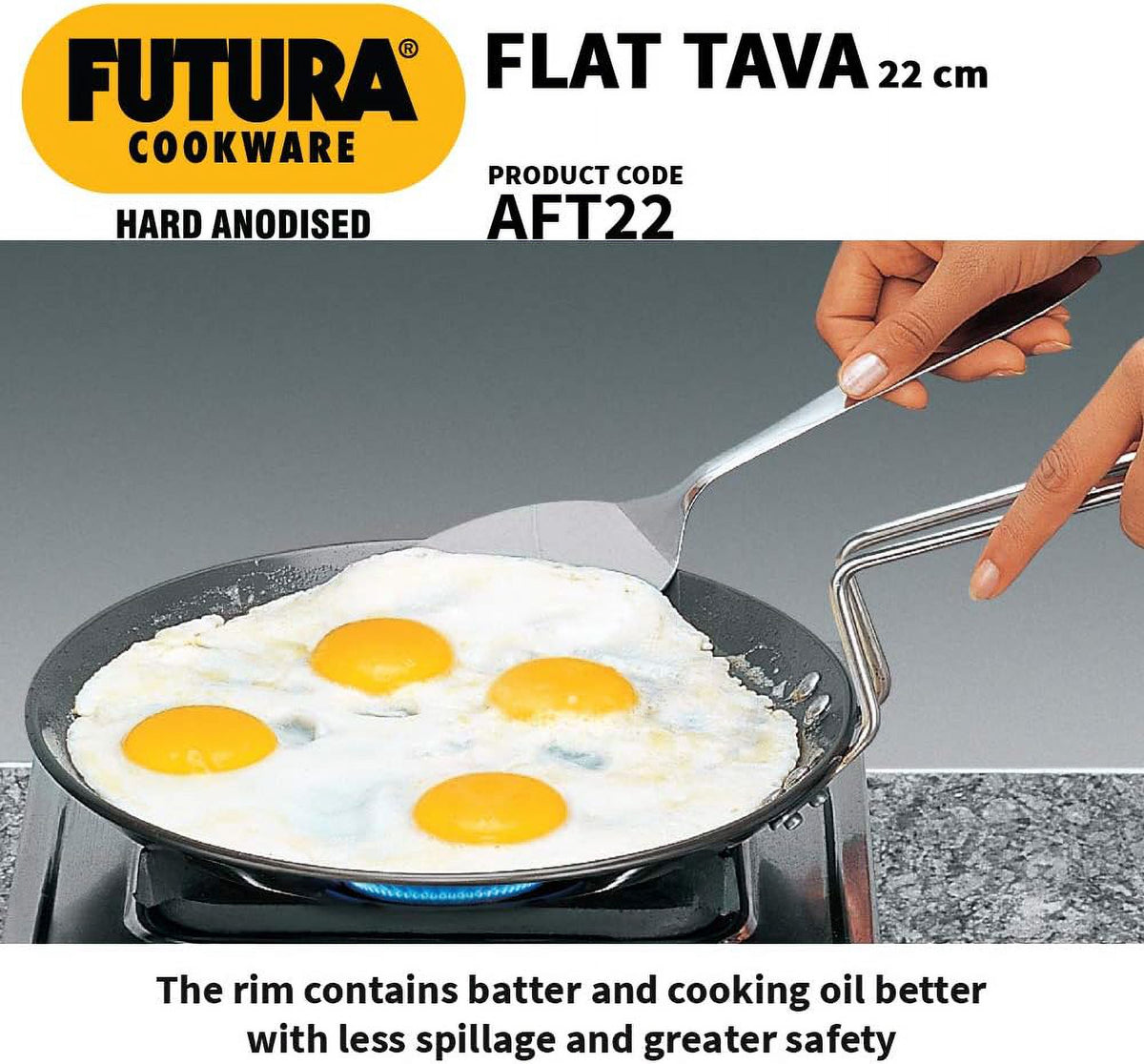8-Inch Hard Anodised Flat Tava Griddle H70586