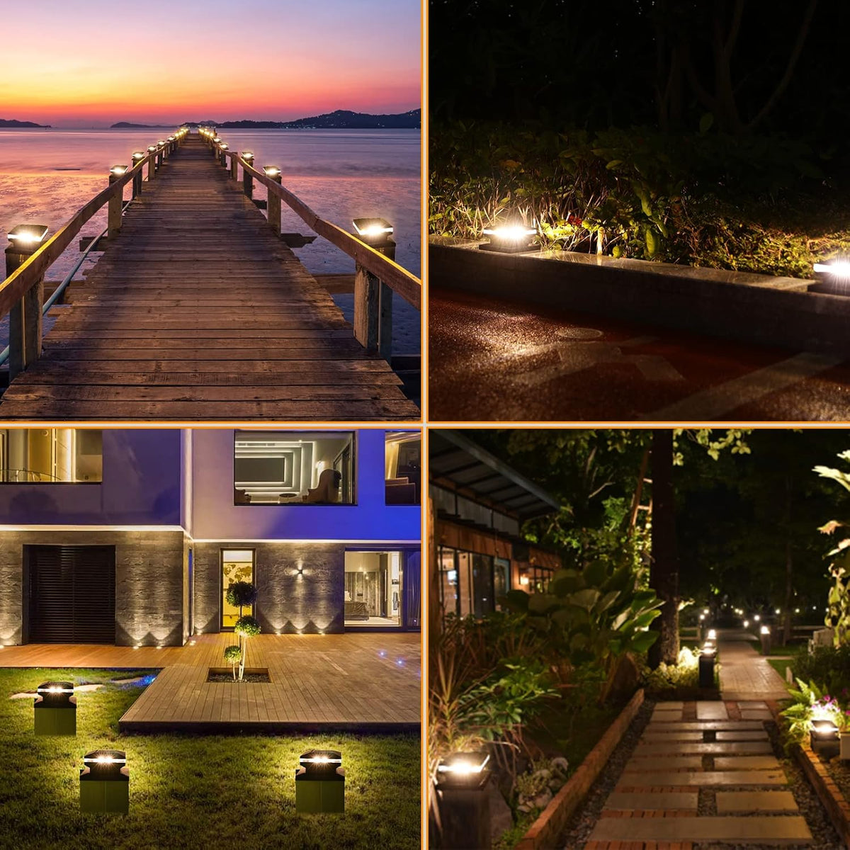 12pcs LED Warm White Solar Post Cap Lights for 4x4 6x6 Wooden Posts K9508