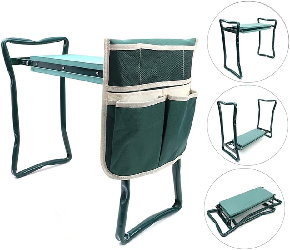 Garden Kneeler Seat Foldable Stool with Tool Bag EVA Foam Pad I221463