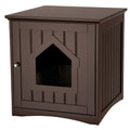Brown Wooden Cat Home and Litter Box V3175