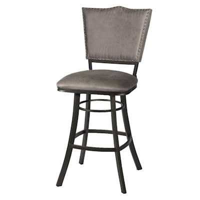 Grey Metal Barstool with Nailhead Trim C189