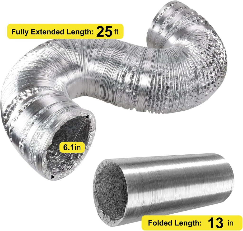 6 Inch 294 CFM Inline Fan with 6 Carbon Filter 25 Feet Ducting and Rope K184393