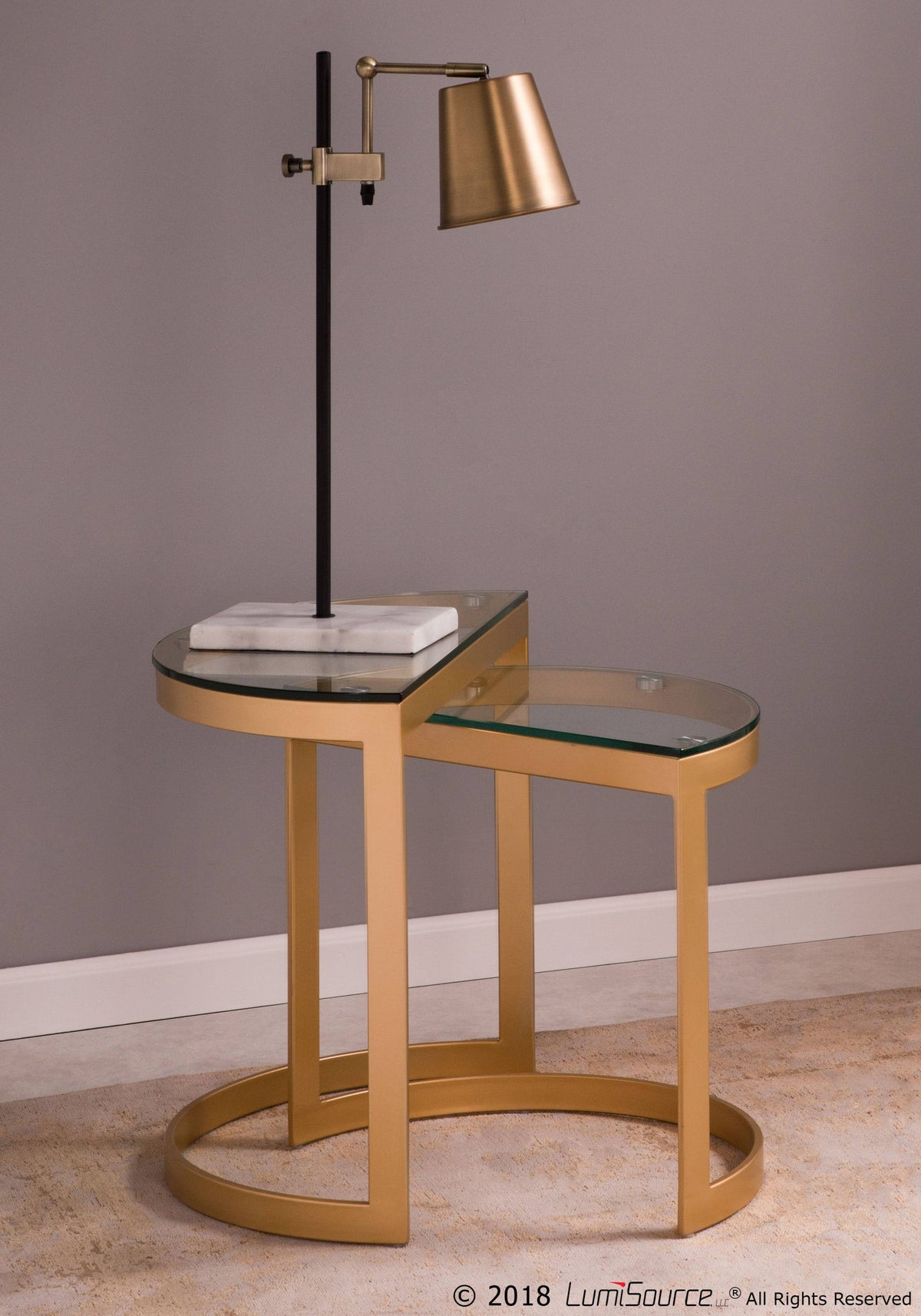 Nesting Tables Gold Clear Glass Top Set of 2 F798144