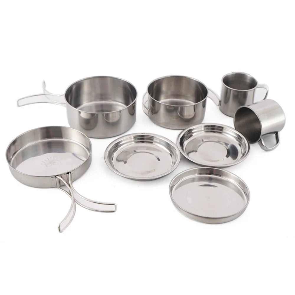8PCS Stainless Steel Camping Cookware Mess Kit P892