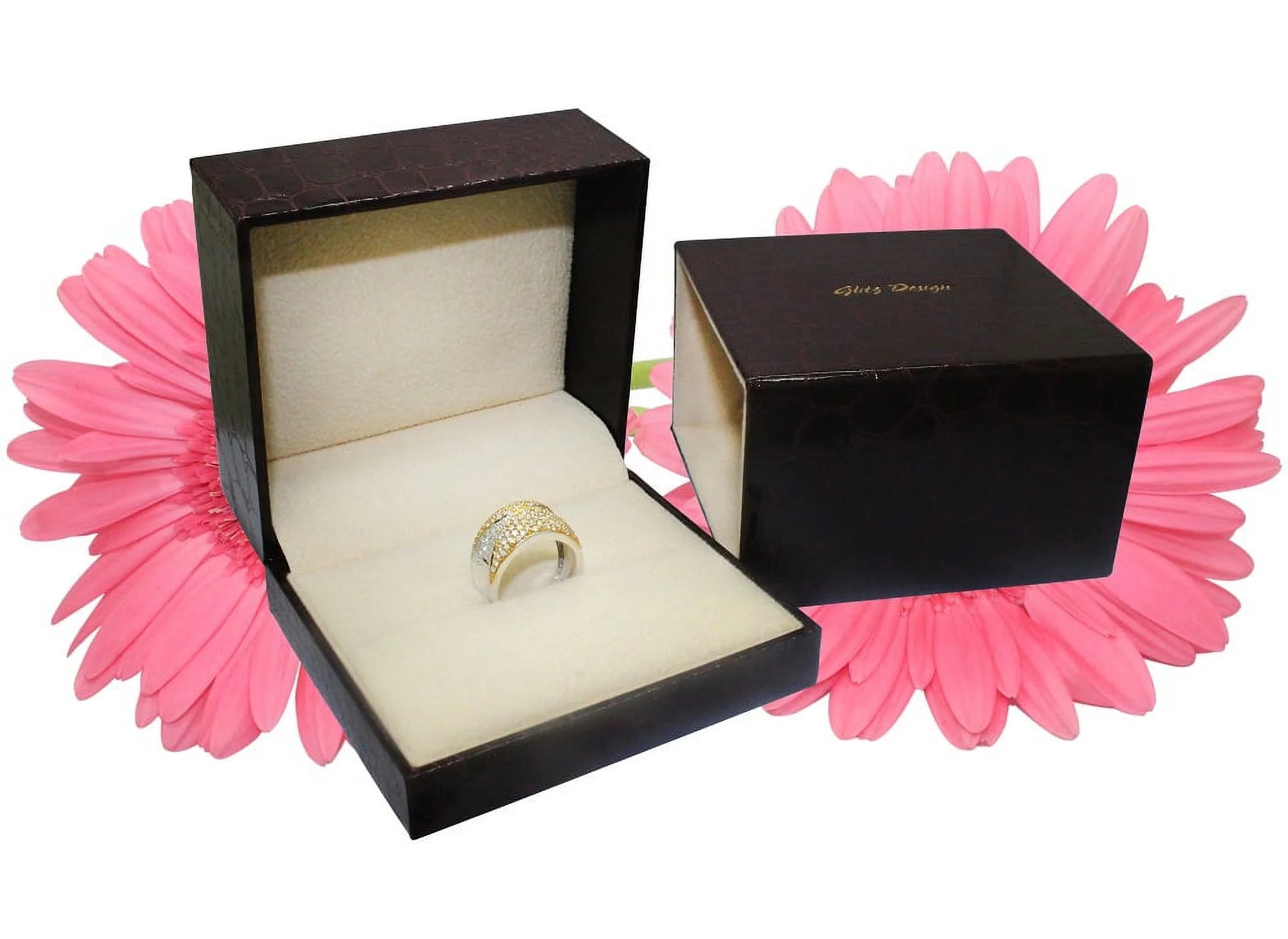 14K White Gold Black Diamond Engagement Ring 4.55 Carat Round Cut Halo W658160