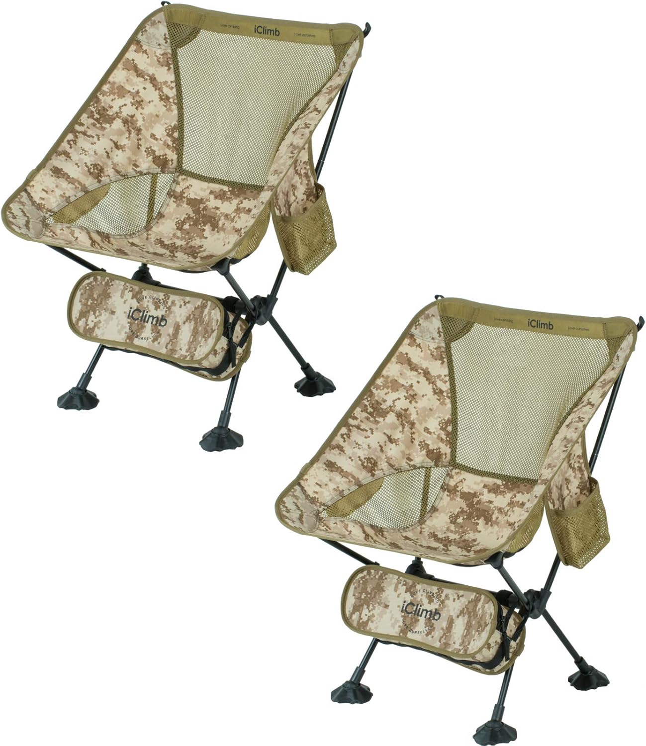 2PC Ultralight Compact Camping Folding Beach Chair with Anti-Sinking Large Feet F92638