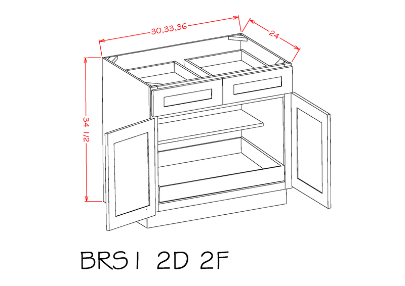 Grey 2 Doors 2 Drawers 1 Shelf 1 Rollout Shelf Base Cabinet Z50685
