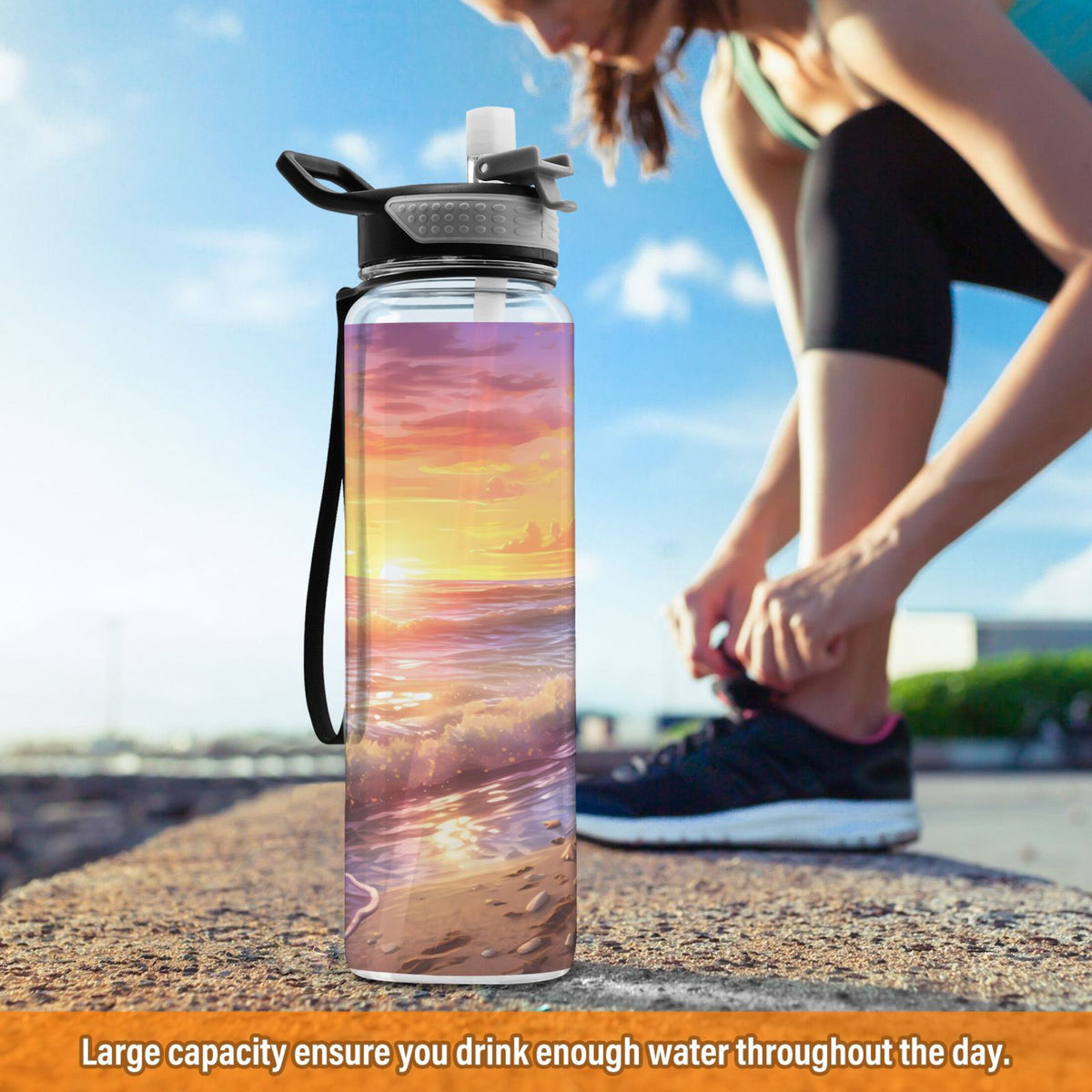32oz Leakproof Tritan Sports Water Bottle with Straw D12642