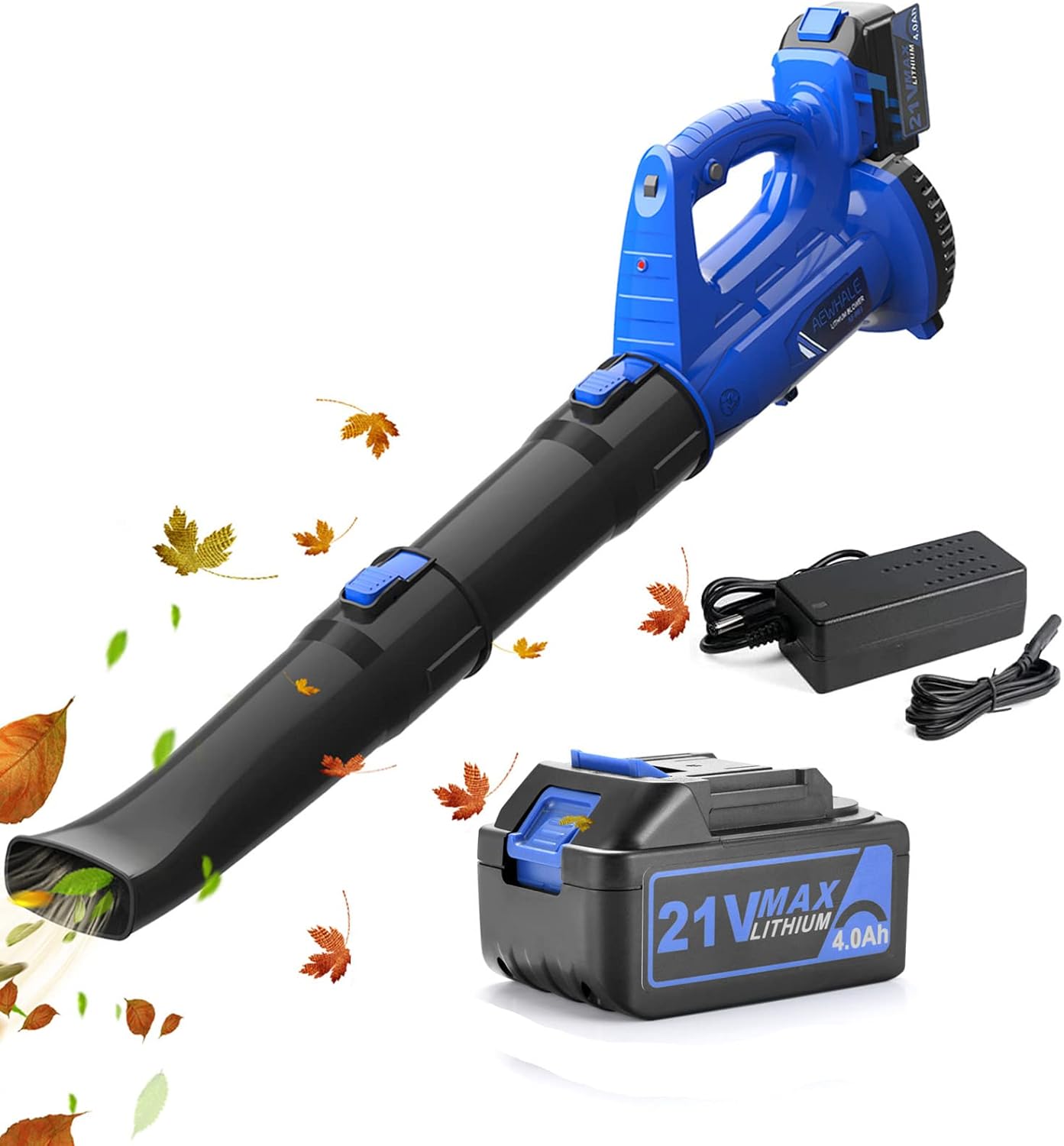 21V Cordless Handheld Leaf Blower with 4.0Ah Battery and Charger S818
