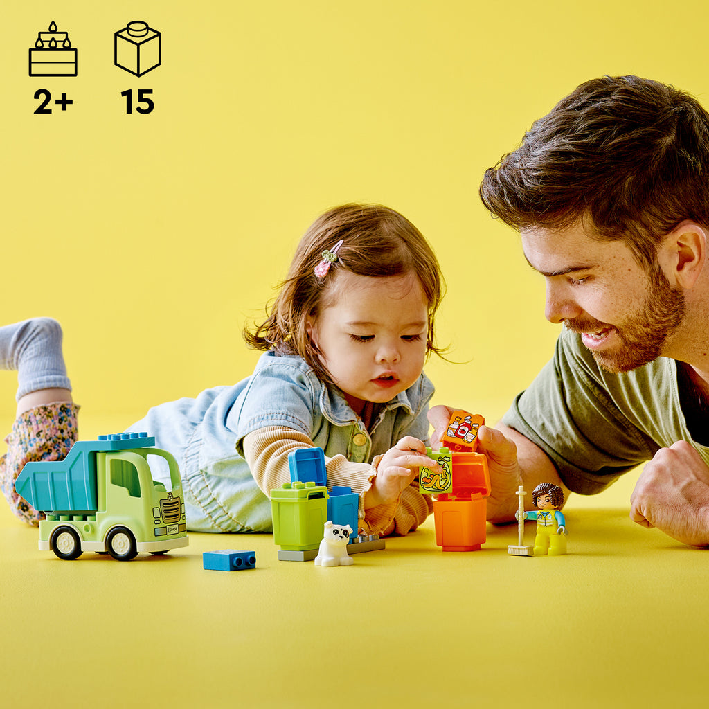 Recycling Truck Building Toy Set with 3 Sorting Bins E802